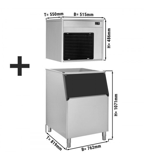 ФотоЛьдогенератор чешуйчатого льда (производительность: 220 kg / 24 ч+контейнер для хранения льда) GGM Gastro
