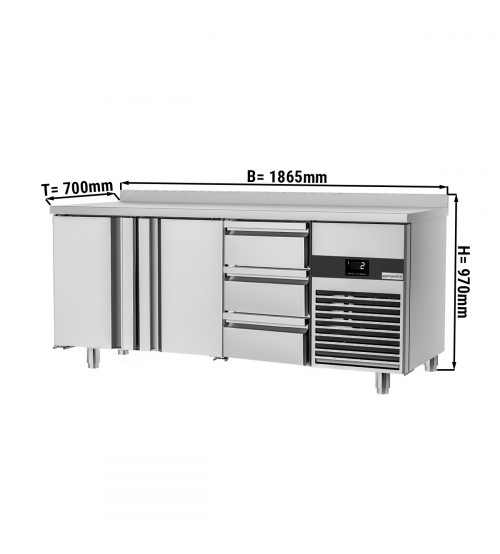 ФотоХолодильный стол PREMIUM - 1.86 x 0.7 m (2 дверцы, 3 выдвижн.секции) GGM Gastro