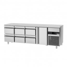 Холодильный стол PREMIUM - 2.3 x 0.7 m (1 дверца, 6 выдвижн.секции) GGM Gastro