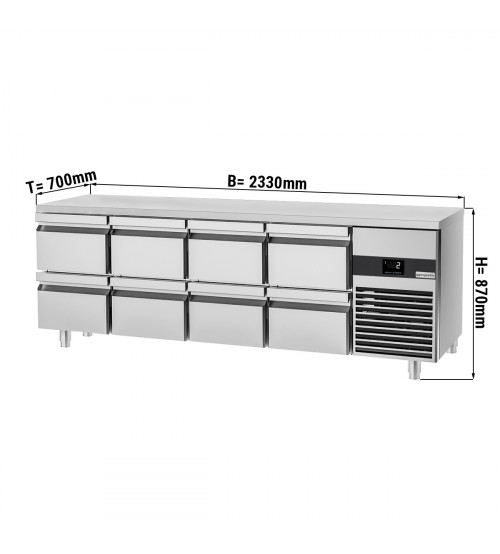 ФотоХолодильный стол PREMIUM - 2.3 x 0.7 m (8 выдвижн.секций) GGM Gastro