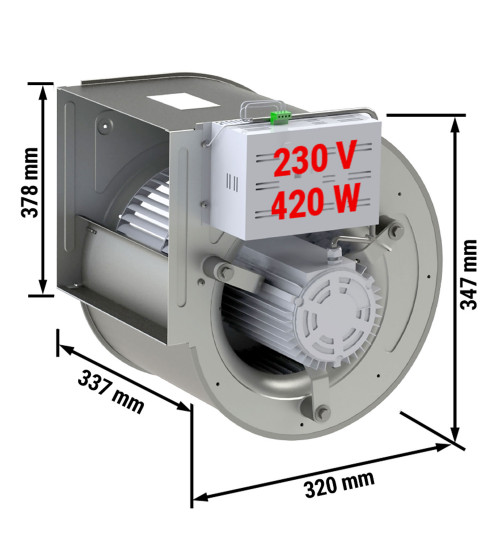 ФотоЦентробежный вентилятор 2200 м³/ч - для настенной вытяжки GGM Gastro