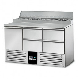 Холодильный стол саладетта PREMIUM - 1,37 x 0,7 m / 1 дверь, 4 выдвижн.секции / объем: 392 л GGM Gastro