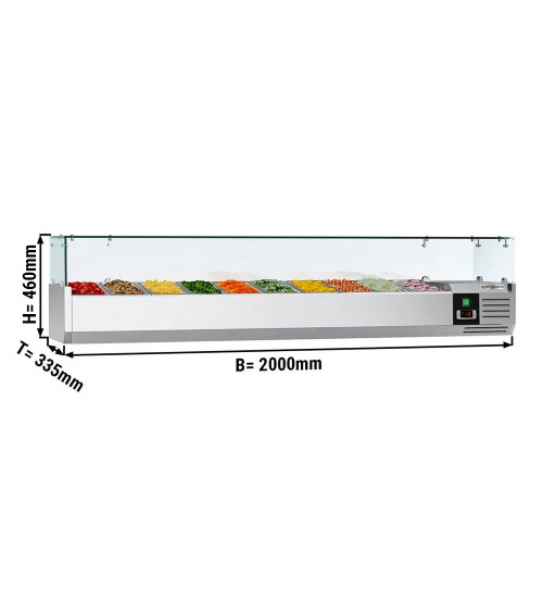 ФотоНастільна холодильна вітрина PREMIUM 2,0 m x 0,34 m - для 10x 1/4 GN GGM Gastro