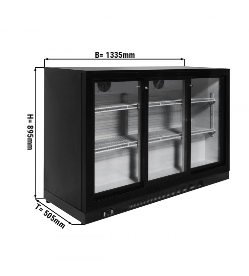 ФотоБарний холодильник - 320 л - 3 прозорі роздвіжн двері GGM Gastro