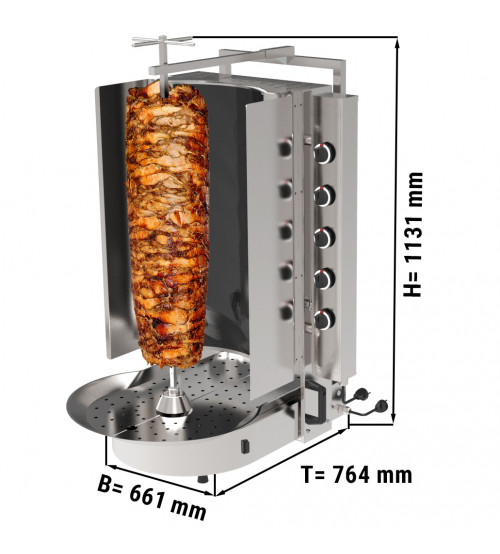 ФотоГриль для шаурми - 10 нагрівальними елементами - з жаростійким склом - max. 90 kg GGM Gastro