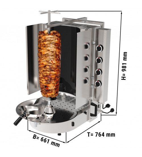 ФотоГриль для шаурми - 8 нагрівальними елементами - з жаростійким склом - max. 75 kg GGM Gastro