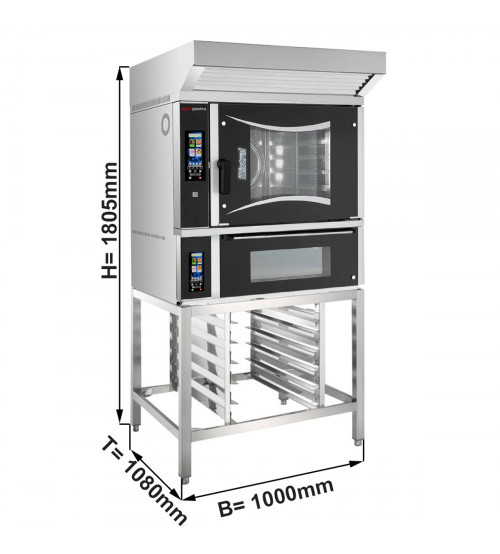 ФотоКонвекційна піч - сенсорне управління - 6x EN 60x40 - inkl. Піч для піци, Haube, Untergestell GGM Gastro