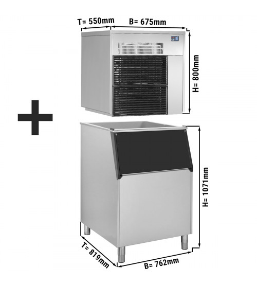 ФотоЛьдогенератор чешуйчатого льда FEI (производительность: 565 кг / 24 ч + контейнер для хранения льда) GGM Gastro