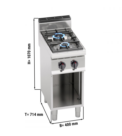 ФотоПлита газова з 2 конфорок (14 kW) - з Пілотний пальник GGM Gastro