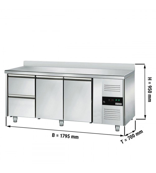 ФотоХолодильный стол с бортом ЕСО- 1,8 x 0,7 m / 2 дверцы / 2 выдвиж.секции GGM Gastro