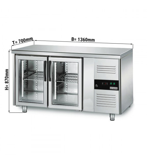 ФотоХолодильный стол для напитков PREMIUM - 1,36 x 0,7 m (2 стекл.дверцы / мощность: 275 Вт) GGM Gastro
