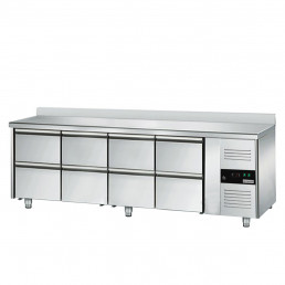 ФотоХолодильный стол c бортом ЕСО - 2,2 x 0,7 m / 8 выдвиж.секции GGM Gastro