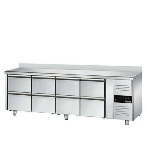 ФотоХолодильный стол c бортом ЕСО - 2,2 x 0,7 m / 8 выдвиж.секции GGM Gastro