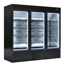 Морозильный шкаф - 2030 Л - 3 стеклянных дверей - черный GGM Gastro