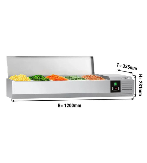 ФотоНастольная холодильная витрина PREMIUM 1,2 m x 0,43 m - для 5x 1/4 GN контейнеров GGM Gastro