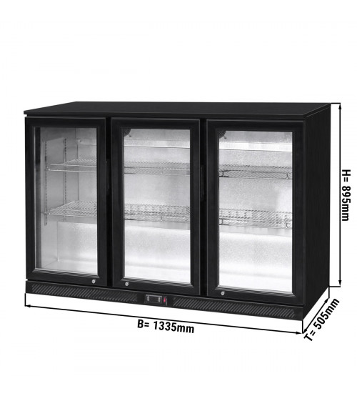 ФотоБарний холодильник - 320 л - 3 прозорі розпашні двері GGM Gastro