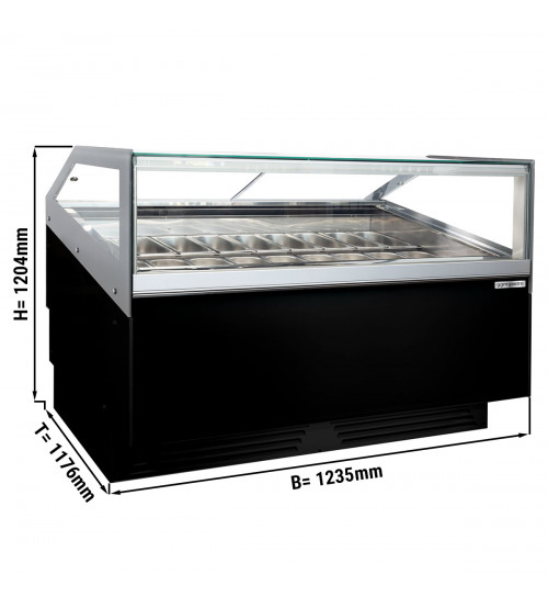 ФотоВітрина для морозива - 1,2 x 1,1 m - чорний - LED підсвітка GGM Gastro