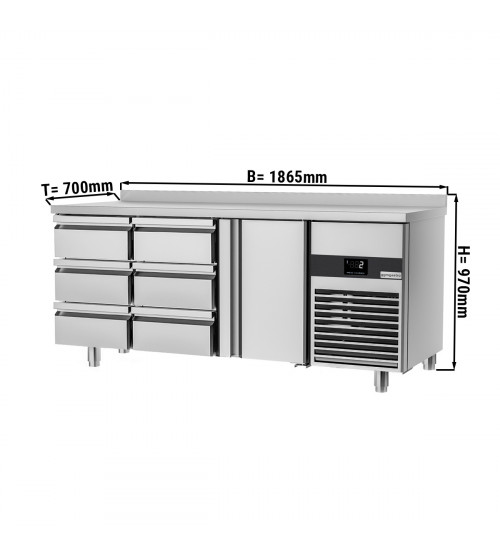 ФотоХолодильный стол PREMIUM - 1.86 x 0.7 m (1 дверца, 6 выдвижн.секций) GGM Gastro