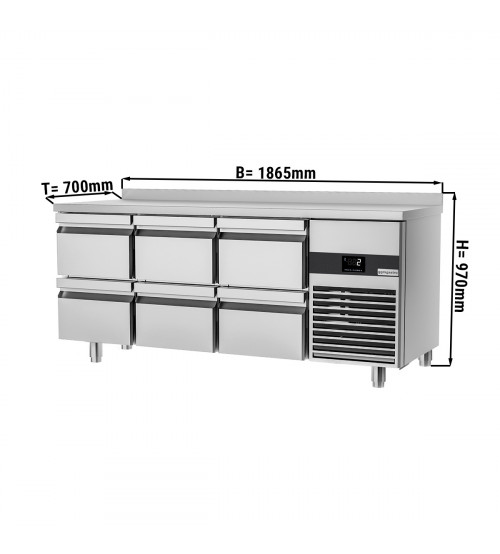 ФотоХолодильный стол PREMIUM - 1.86 x 0.7 m (6 выдвижн.секций) GGM Gastro