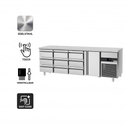 Холодильный стол PREMIUM - 2.3 x 0.7 m (1 дверца, 9 выдвижн.секций) GGM Gastro