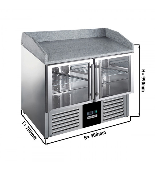ФотоХолодильный стол с бортом PREMIUM (размер: 0,9 x 0,7 m/2 стеклянные дверцы) GGM Gastro