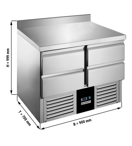 ФотоХолодильный стол с бортом PREMIUM - 0.9 x 0.7 m / 4 выдвижн.секции / объем: 240 л GGM Gastro