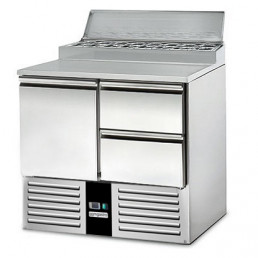Холодильный стол саладетта PREMIUM - 0,9 x 0,7 m / 1 дверь, 2 выдвижн.секции / объем: 240 л GGM Gastro