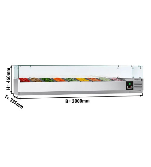 ФотоНастільна холодильна вітрина PREMIUM 2,0 m x 0,4 m - для 9x 1/3 GN GGM Gastro
