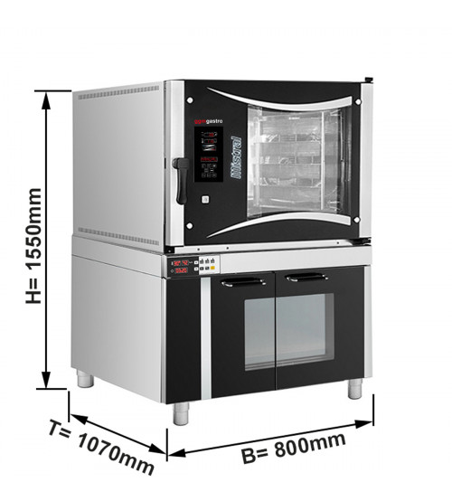 ФотоКонвекційна піч для випічки електрична - сенсорне управління - 5x EN 60x40 - з ростійною шафою GGM Gastro
