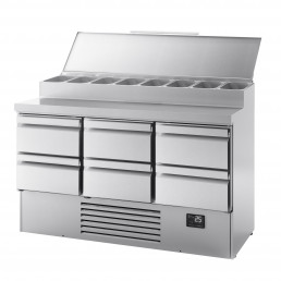 Холодильный стол / Саладетта - 1,46 x 0,7 m (8x 1/4 GN / обьем: 335 л / 6 выдвижных секции) GGM Gastro