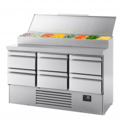 Холодильный стол / Саладетта - 1,46 x 0,7 m (8x 1/4 GN / обьем: 335 л / 6 выдвижных секции) GGM Gastro