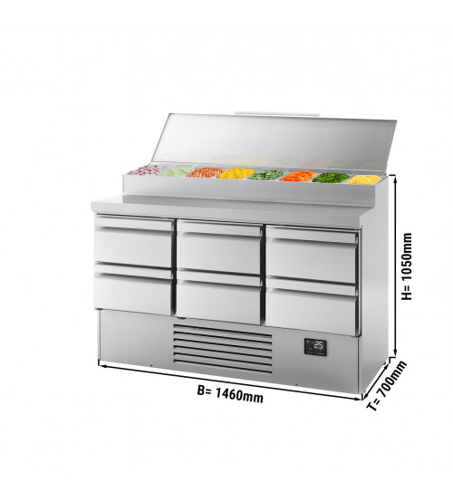 ФотоХолодильный стол / Саладетта - 1,46 x 0,7 m (8x 1/4 GN / обьем: 335 л / 6 выдвижных секции) GGM Gastro